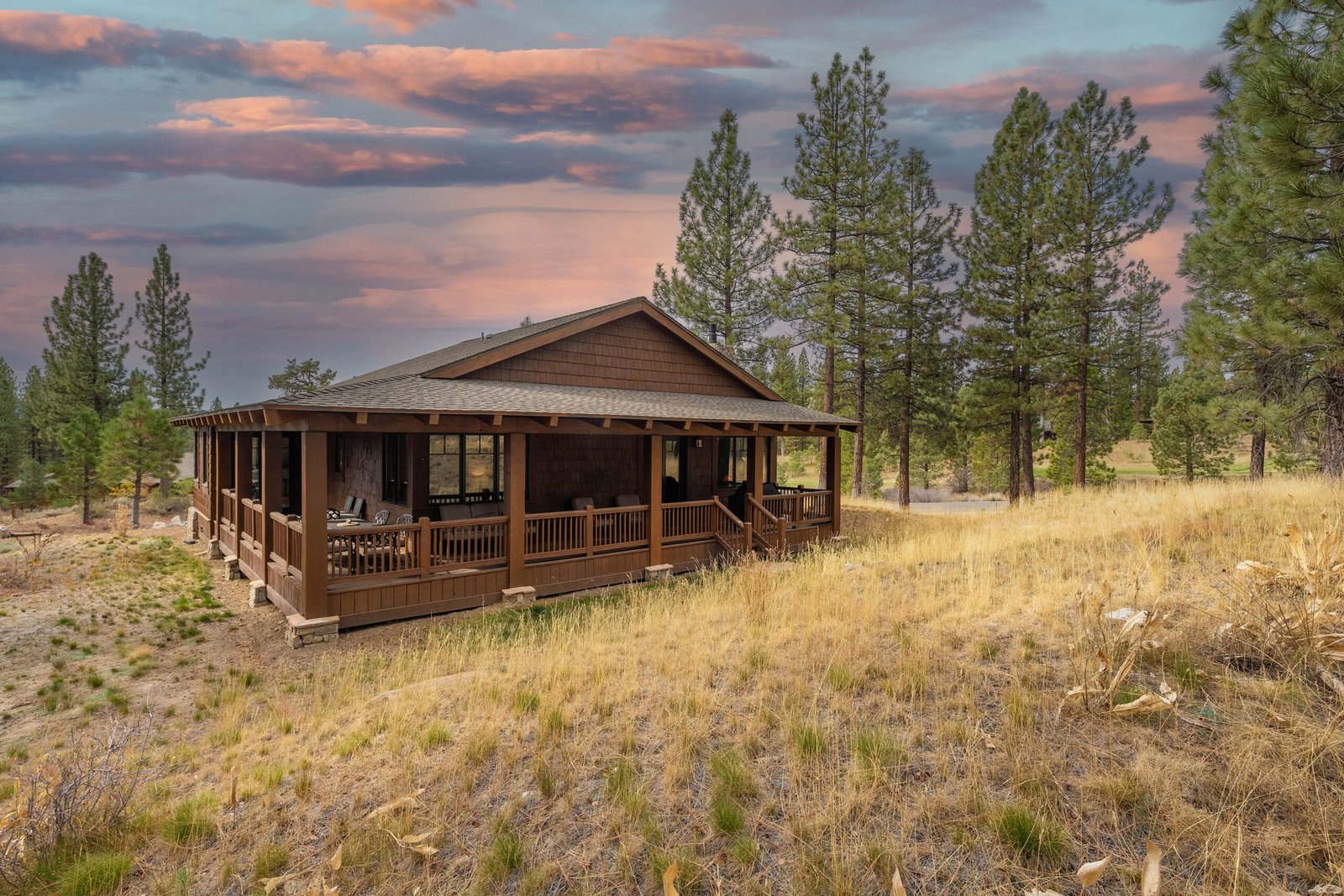 view of vacation rental at sunset